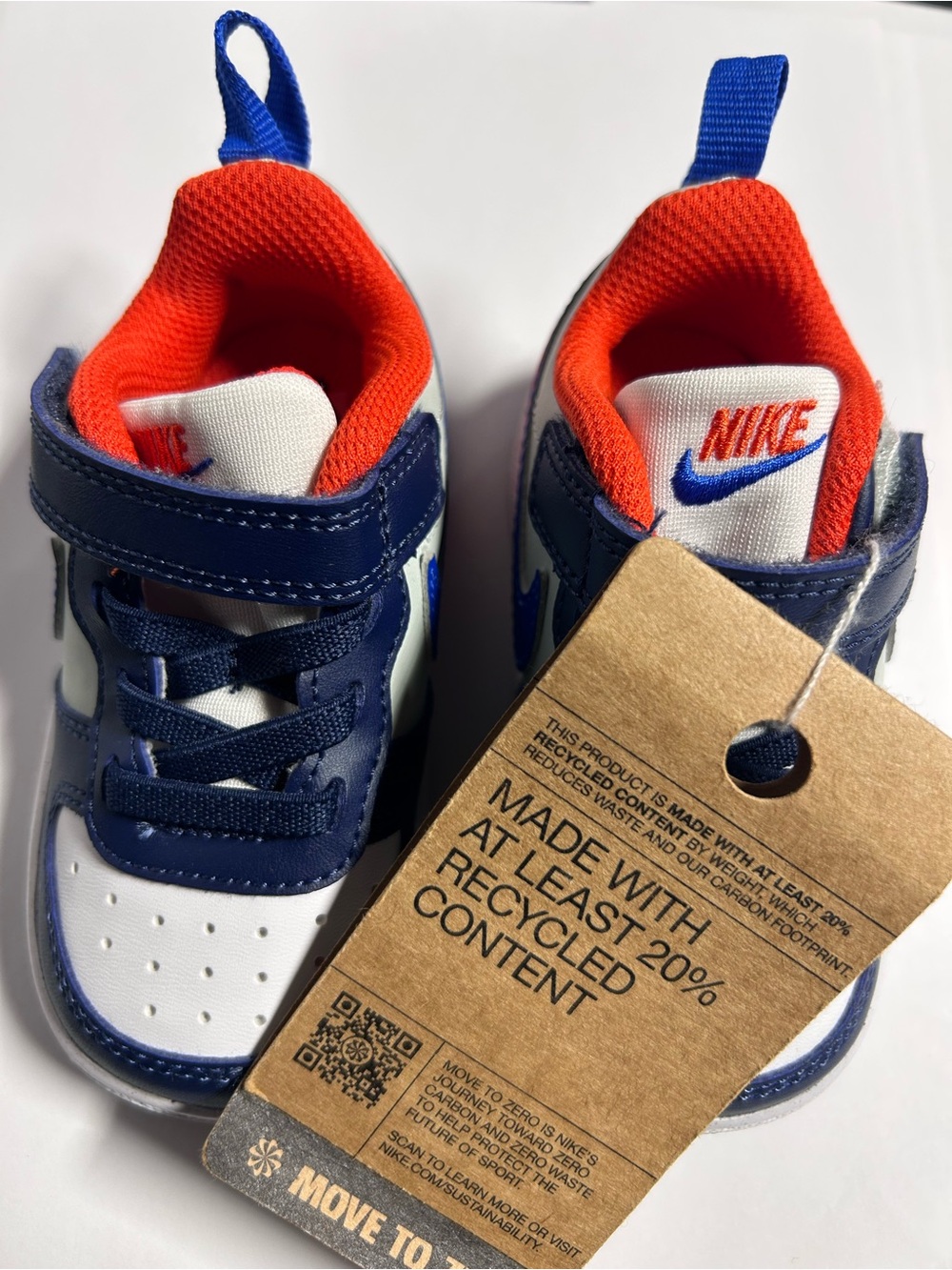Nike Court Borough Low Recraft Baby/Toddler Sneakers 5C Navy, White, Orange
